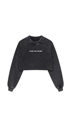 Snow Washed Raw Edge Cropped Sweatshirt