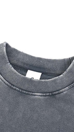 Snow Washed Raw Edge Cropped Sweatshirt
