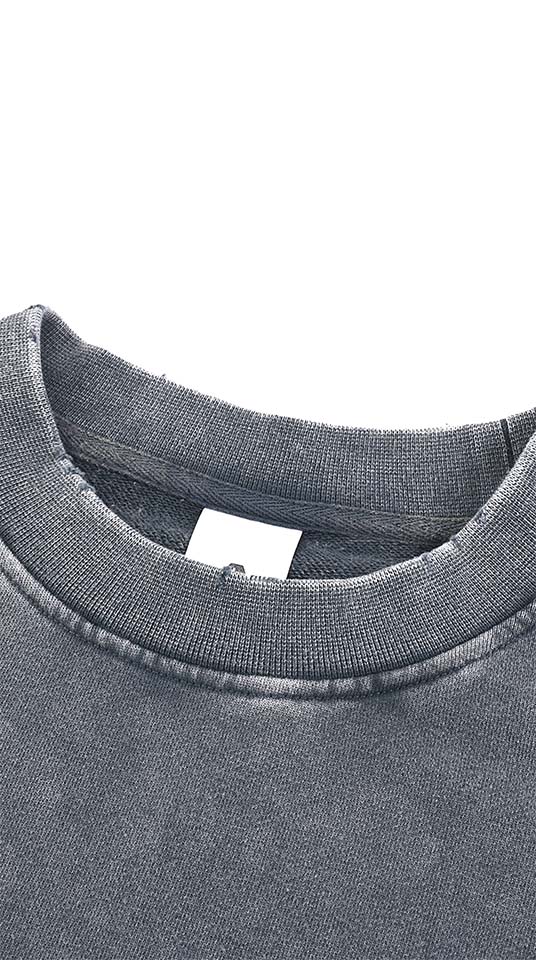 Snow Washed Raw Edge Cropped Sweatshirt