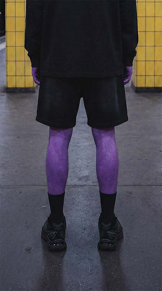 Sun Fade Raw Edge Cotton Shorts