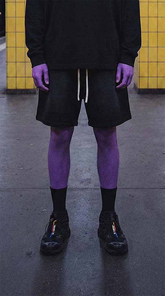 Sun Fade Raw Edge Cotton Shorts