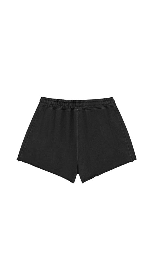 Snow Washed Raw Edge Drawstring Shorts